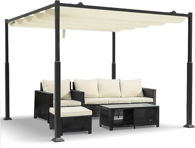 Pergola 3x3 m - Paviljoen Overkapping met Uitschuifbaar Dak
