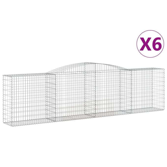 vidaXL - Schanskorven - 6 - st - gewelfd - 400x50x100/120 - cm - ijzer