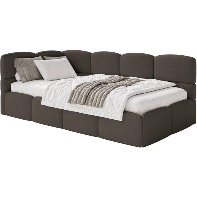 Jeugdbed Chloe links bouclé 90x200 met opbergruimte | NADUVI Collection