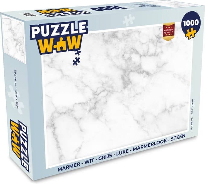 Puzzel Marmer - Wit - Grijs - Luxe - Marmerlook - Steen - Legpuzzel - Puzzel 1000 stukjes volwassenen