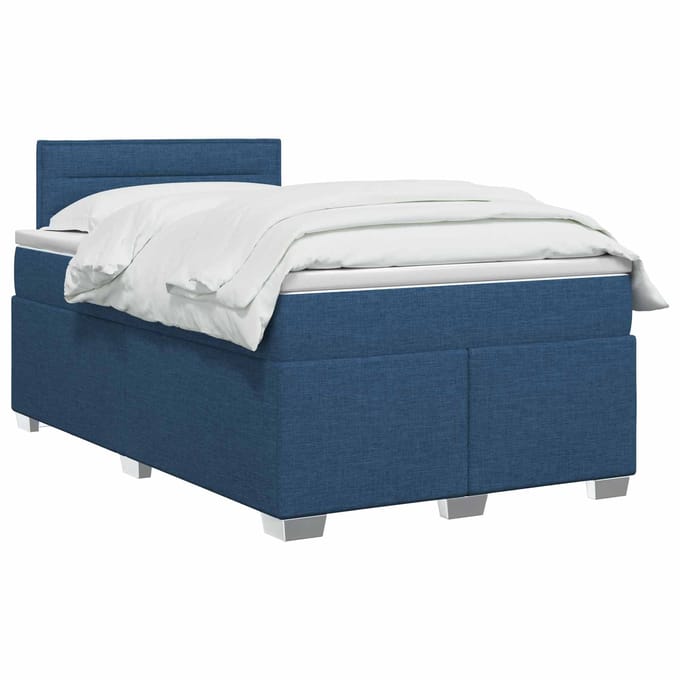 vidaXL - Boxspringbed - met - matras - met - hoofdeinde - Blauw - 120 - x - 190 - cm - Stof