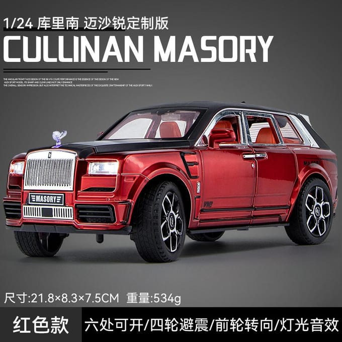 1:24 Rolls Royce Cullinan Mansory Off Road SUV Legering Metaal Diecast Modelauto Woondecoratie & Computer Bureau Feestelijk Ornament