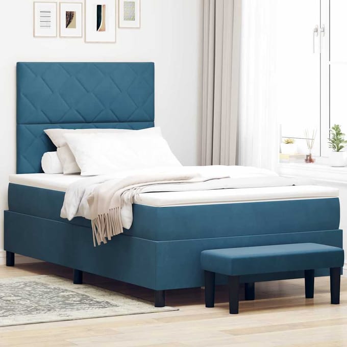 vidaXL - Boxspring - bed - met - hoofdeinde - Donkerblauw - 200 - x - 120 - cm - Fluweel