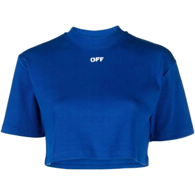 Off-white Stamp Geribbeld Cropped T-shirt