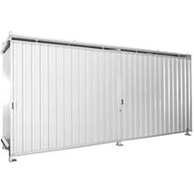 Stellingcontainer BAUER CEN 59-2, staal, schuifdeur, B 6245 x D 1550 x H 2980 mm, wit