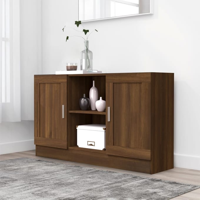 vidaXL - Dressoir - 120x30,5x70 - cm - bewerkt - hout - bruin - eikenkleur