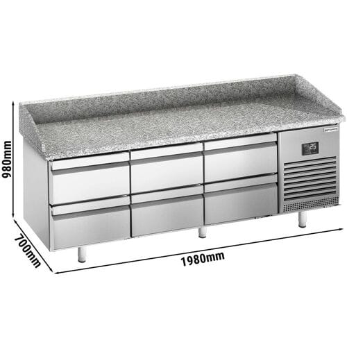GGM Gastro Pizzakühltisch Premium PLUS - 1980x700mm - mit 6 Schubladen