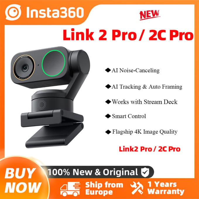 Insta360 – Link 2C Pro Graphite Black - AI-gestuurde 4K Webcam