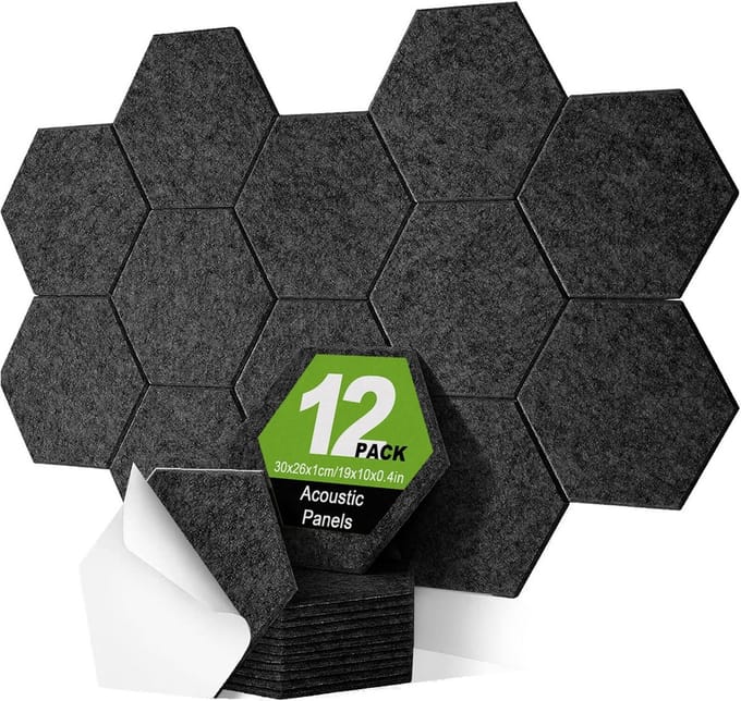 Zelfklevende akoestische panelen - 12 stuks - Zwart