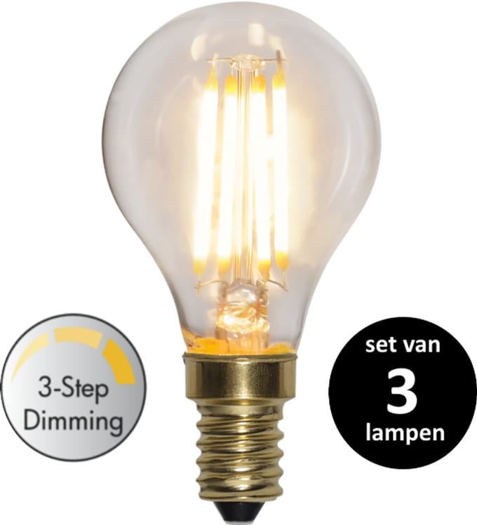 3 standen led lamp - 4W - E14 - 2100K - set van 3