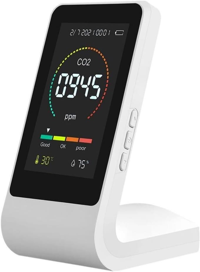 Luchtkwaliteit Monitor - CO2 Meter - Binnen Ruimte - 3 In 1 Sensor - 143 cm - Wit