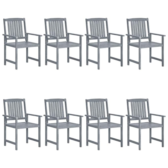 vidaXL - Tuinstoelen - 8 - st - met - kussens - massief - acaciahout - grijs