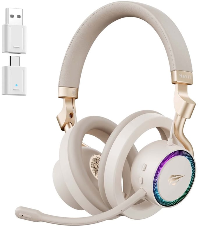 Havit Fuxi-H8 - Draadloze Gaming Headset - Goud - 3D Geluid - Head-tracking