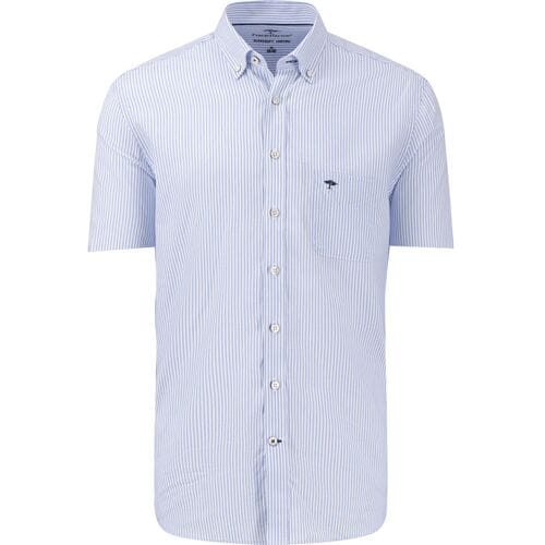 Fynch-Hatton Overhemd Striped Oxford Short Sleeve Button-Down Blue Melange / male
