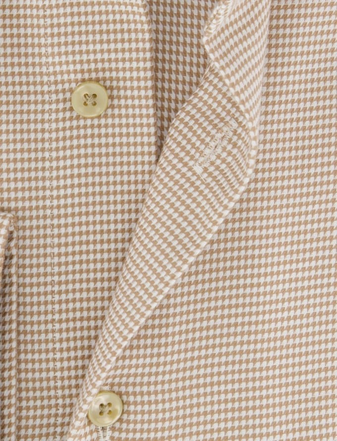 Beige strijkvrij overhemd slim fit Michaelis geruit