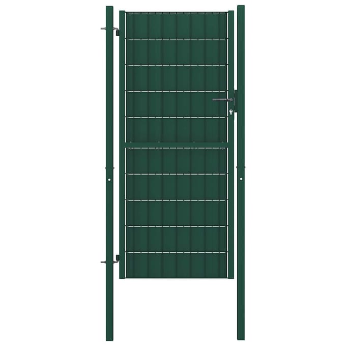 vidaXL - Hekpoort - PVC - en - staal - 100x204 - cm - Groen