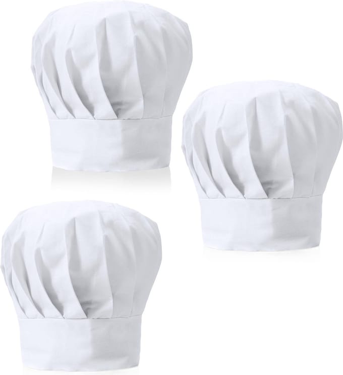 Luxe koksmuts - 3x - wit - voor volwassenen - maat 57-59 - katoen/polyester - koksmutsen - chef muts