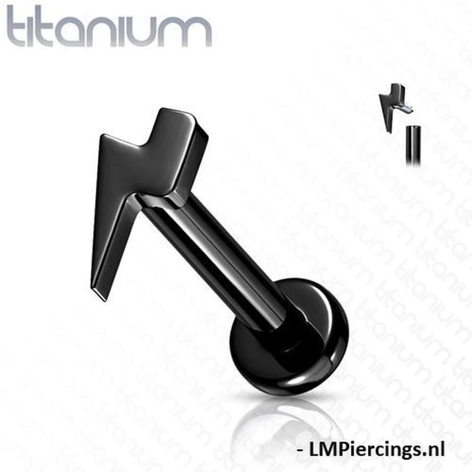 Piercing titanium bliksem intern schroefdraad 1.2x6 - zwart - LMPiercings