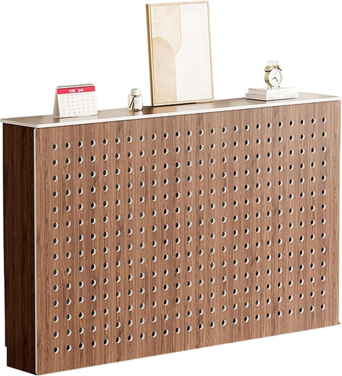 Radiatorafdekking - Verwarmingkast Plank - Woonkamer Decoratie - Rasterontwerp - 90x80x25cm - Bruin