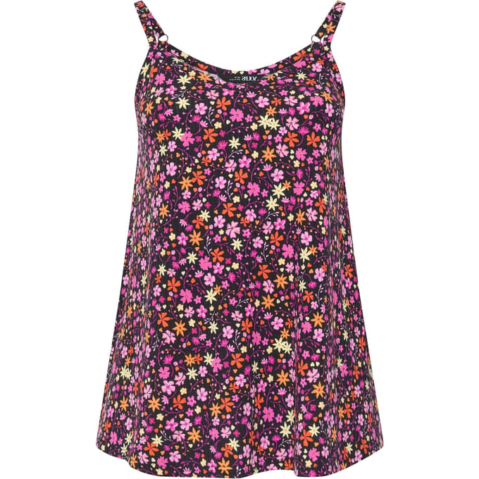 Yours Zwarte En Roze Geribbelde Swingtop Met Bloemenprint Size 42