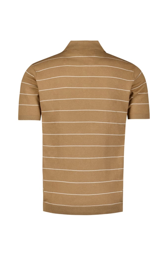 No Excess Pullover Short Sleeve Polo Button Stripes Khaki Größe: XL | Poloshirts Outlet | Herren | Braun