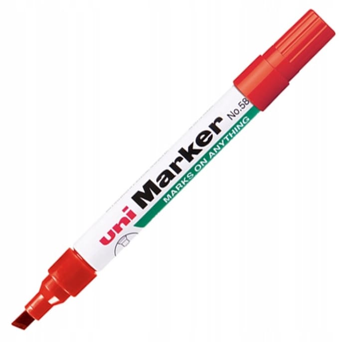 UNI NO-580 Permanente Marker Rood - Afgeschuinde Punt 1-5mm