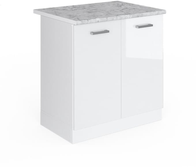 Vicco R-Line Onderkast voor gootsteen – 80 cm met deuren, met werkblad Wit Hoogglans