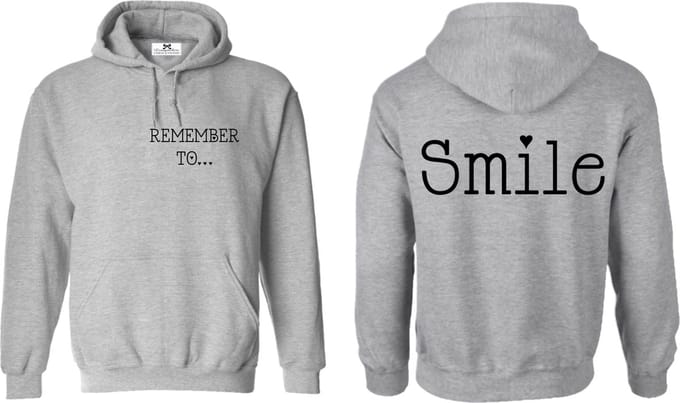Hoodie Dames met leuke tekst-Trui met capuchon-Remember to smile-Maat M