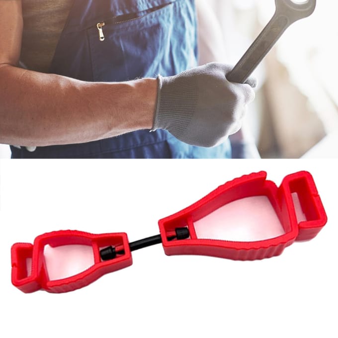 Handschoenenclip van kunststof, antislip, handsfree, multifunctioneel, draagbaar, herbruikbaar, rood red