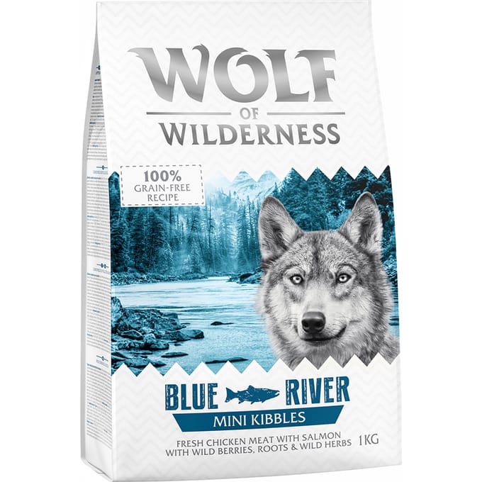 1kg Wolf of Wilderness Mini Blue River Zalm Hondenvoer droog