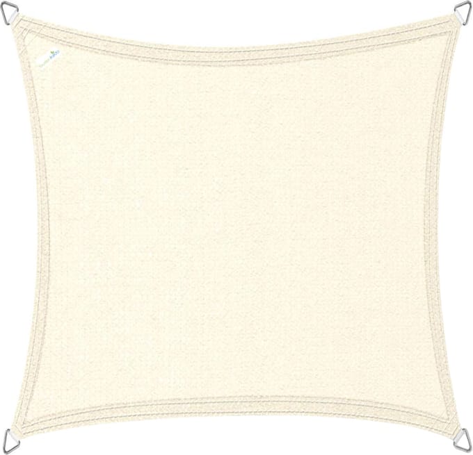 Buitenkado schaduwdoek vierkant 2x2 m - HDPE/RVS - crème wit