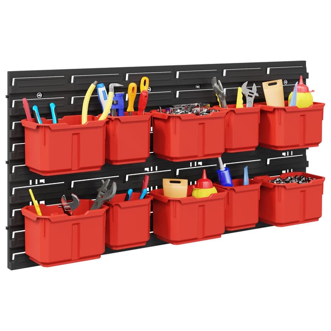vidaXL - Containerrek - Zwart - en - Rood - 77,5 - x - 2 - x - 39 - cm