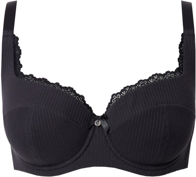 Ulla Popken - Dames - Balconettebeha zachte cups balconettebeha ajour - Zwart - Maat 85C