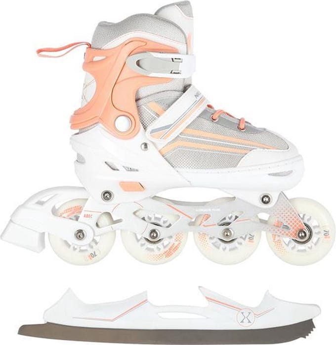 Nils Extreme 2in1 - inline skate + schaatsen - Wit/Roze maat: M 34-38