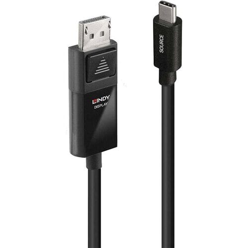 LINDY 43342 USB-C-displaykabel DisplayPort 1.4 USB-C stekker, DisplayPort-stekker 2.00 m Zwart