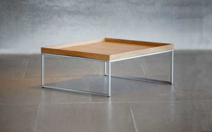 Jan Kurtz - Pizzo Salontafel - 80 x 36 x 80 cm - zilver - essen wit