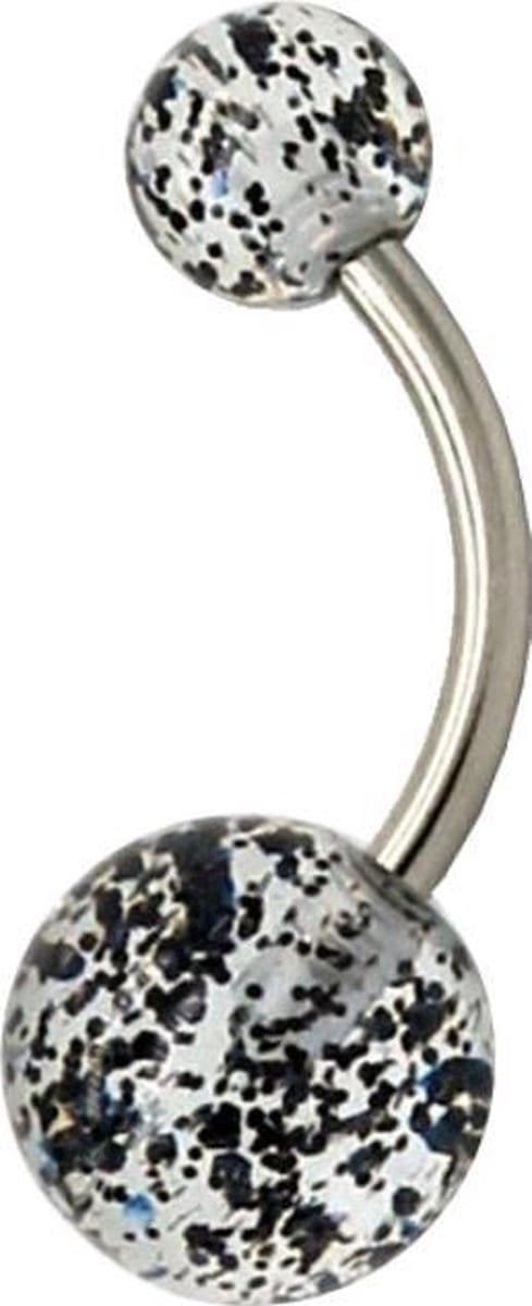 Fako Bijoux® - Navelpiercing - Acryl & RVS - Glitter - Zwart