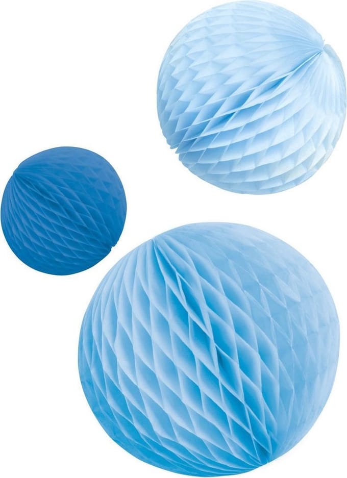 Amscan Feestdecoratie Honeycombs 14/18/22 Cm Blauw 3 Stuks
