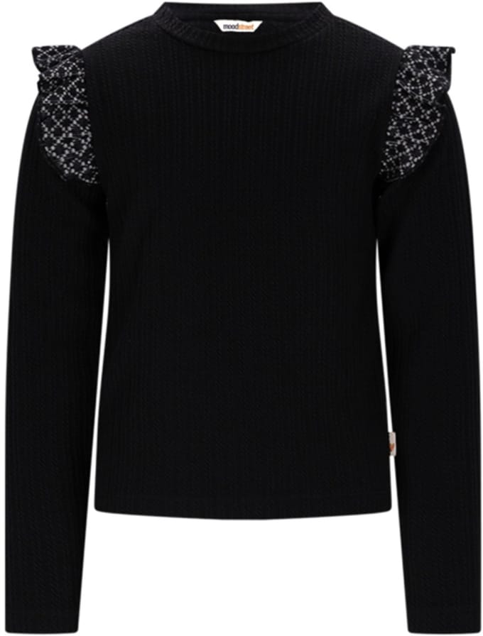 Moodstreet-Meisjes SENNA shoulder-ruffle top-zwart