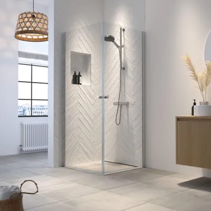 Sealskin - Douche Hoekinstap Hooked 90 X 200cm - Zilver Profiel - 6 Mm Helder Glas