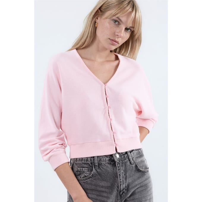 V-hals Ribbels Korte Cardigan