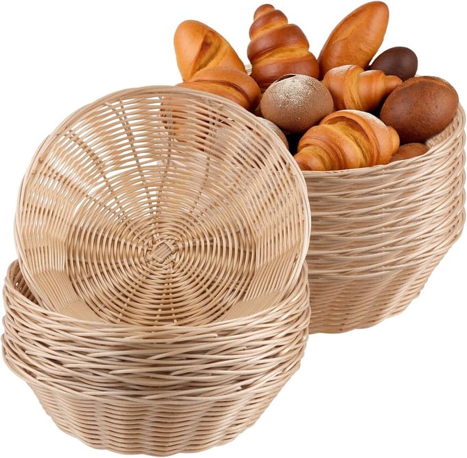 Set van 12 ronde broodmanden van kunststof, 22 x 6 cm