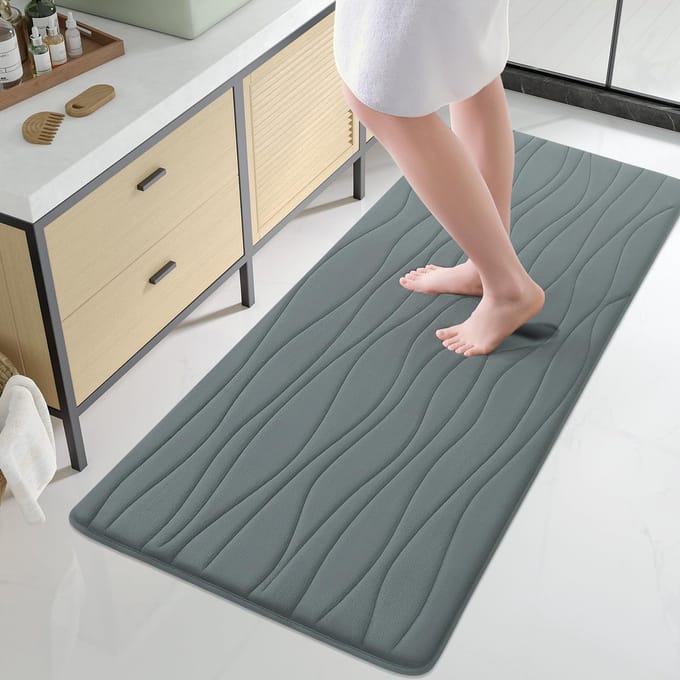 Olanly Badmat - Antislip - Absorberende Badmat - Badkamermat - Douchemat - 61x120 cm - Grijs
