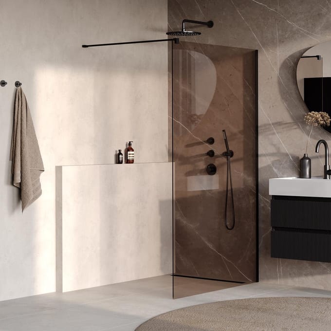 Brauer Oblivion inloopdouche brons glas 120x200 incl. glascoating mat zwart