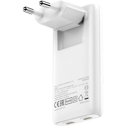 Verbatim Fold N Go Gan 65W Sneloplader Voor Usb-C Laptop