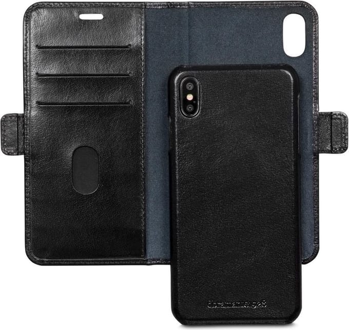 iPhone Xs Max Bookcase hoesje - dbramante1928 - Effen Zwart - Leer