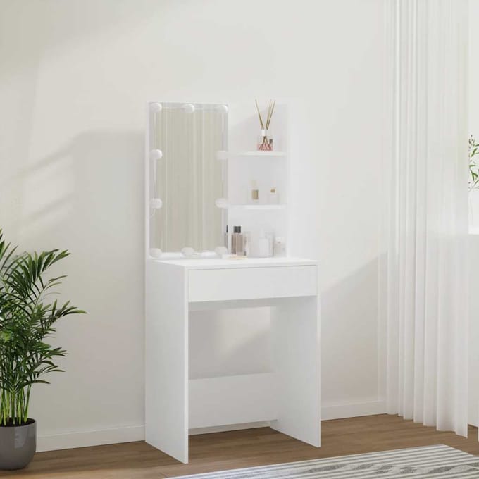 vidaXL - Kaptafel - met - LED-verlichting - 60x40x140 - cm - wit
