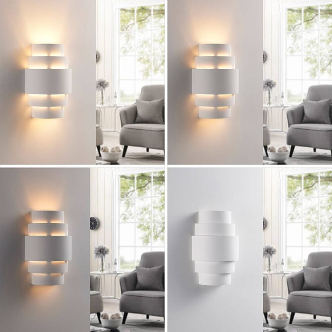 Lindby - wandlamp - 1licht - Gips - H: 30 cm - E14 - wit
