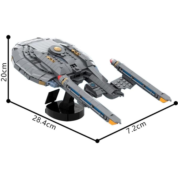 Gobricks MOC-226249 Enterprise (NX-01) Midi Formaat Bouwstenen Space Trek Stenen Cadeau gray