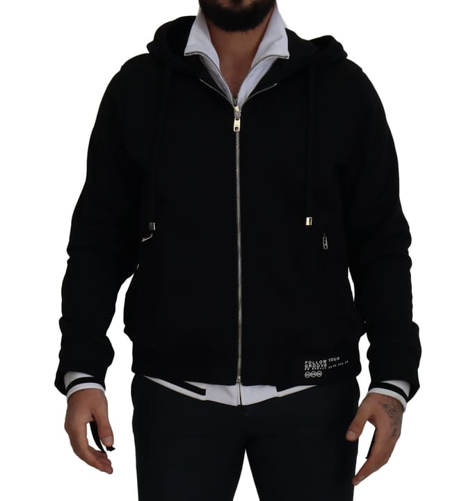 Dolce & Gabbana Zwarte Polyester Hooded Volledige Rits Herenjack